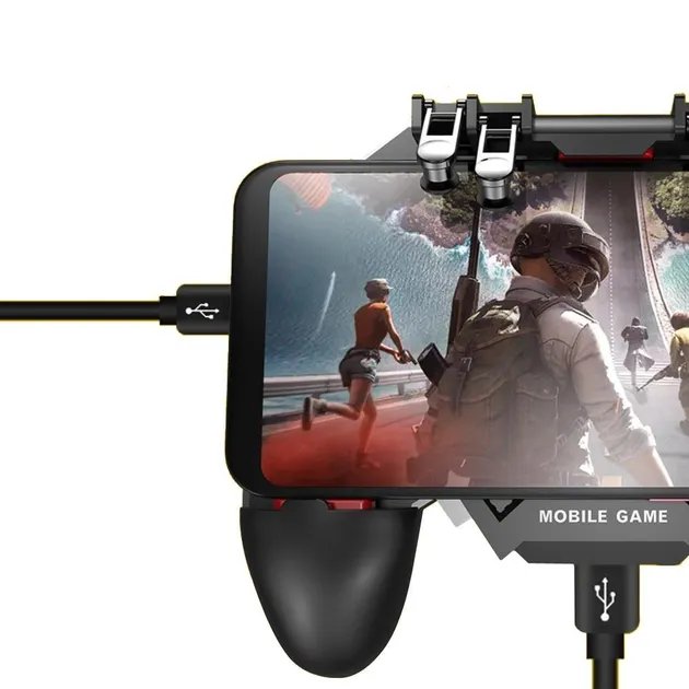 Беспроводной геймпад триггер для смартфонов Union PUBG Mobile AK77 с вентилятором и аккумулятором на 4000 mAh (10358)