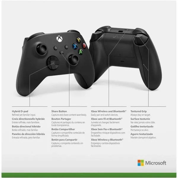 Microsoft Xbox Series X | S Wireless Controller with Bluetooth (Carbon Black) + Адаптер беспроводного геймпада для Windows (Upgrade Version)