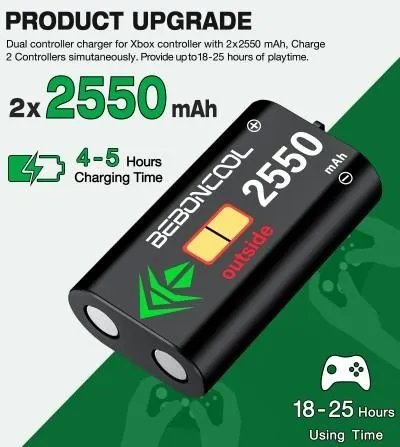 Док-станция BEBONCOOL + 2 аккумулятора 2555 mAh для геймпадов Xbox One (S/X) / Elite / Series (S/X) Black