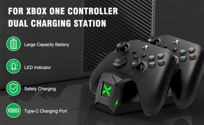 Док-станция BEBONCOOL + 2 аккумулятора 2555 mAh для геймпадов Xbox One (S/X) / Elite / Series (S/X) Black