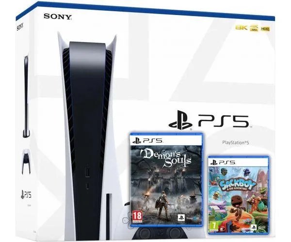Sony PlayStation 5 White 825Gb + Demon's Souls (русская версия) + Sackboy: A Big Adventure (русская версия)