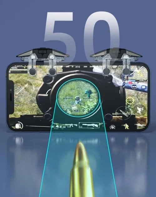 Геймпад триггер для смартфона JS 65 с Air Mapping макросом на 6 пальцов до 50 нажатий для PUBG пабг COD Standoff 2 iOS Android