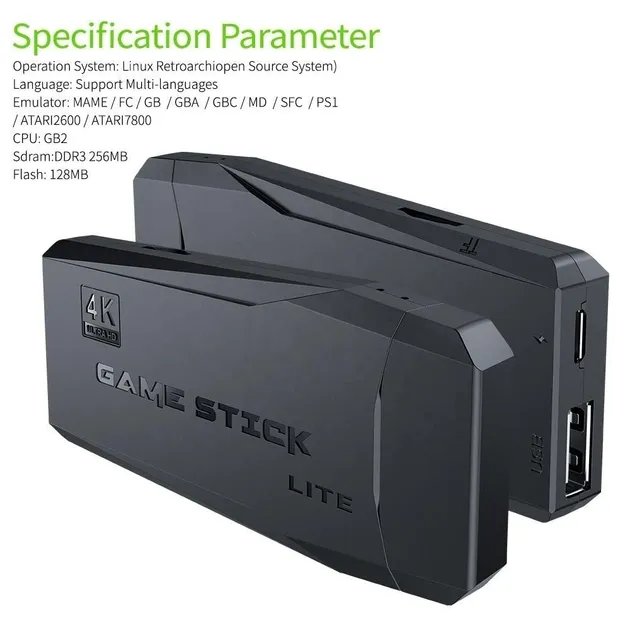 Беспроводная игровая приставка LITE GREEN HDMI 3535 игр Dendy, Sega, Аркадные игры, Game Boy, Nintendo, Atari, PlayStation 1