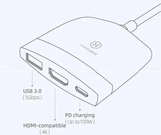 Адаптер переходник HAGIBIS USB Hub Type-C 3.1 - HDMI для Nintendo Switch / OLED / White-Black