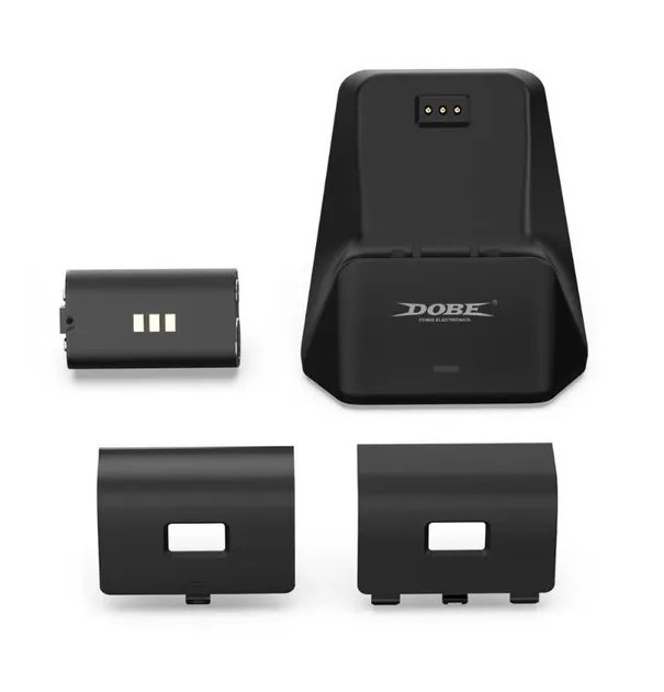Зарядная dock станция DOBE c аккумуляторной батареей объемом 1200 mAh подставка для геймпада Microsoft Wireless Controller Xbox Series X|S, Xbox One X / Xbox One S / Xbox One c LED индикаторам статуса зарядки джойстика