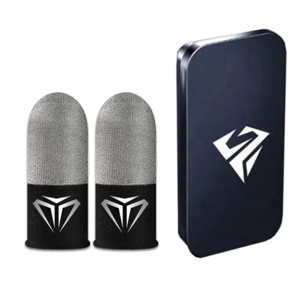 1 пара напальчников с серебряным слоем шелка WRSP FEELERS Seuno для телефона Pubg mobile серебристые (GS670)