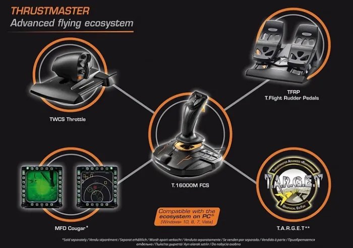 Проводной джойстик Thrustmaster T.16000M FC Flight Pack Black/Orange (2960782)