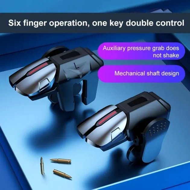 Игровые триггеры G21 для смартфона курки двойные на 6 пальцев с напальчниками