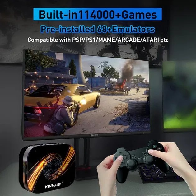 Эмулятор, супер ТВ-приставка Kinhank x3 plus (64 bit): 95000+ игр (256Гб)