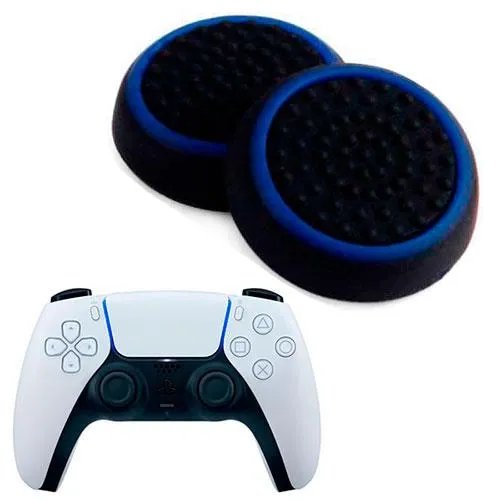 Силиконовые накладки на аналоговые стики Honson для джойстика PS5 Dualsense черные с синей окантовкой 2 шт