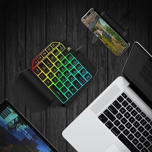 Комплект игровая клавиатура и мышь с адаптером для смартфона планшета Android pubg codm standoff 2