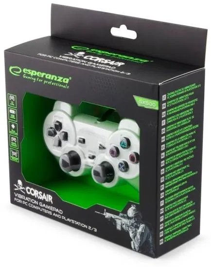 Проводной геймпад Esperanza Corsair PC, PS2, PS3 USB 2.0 White (EGG106W)