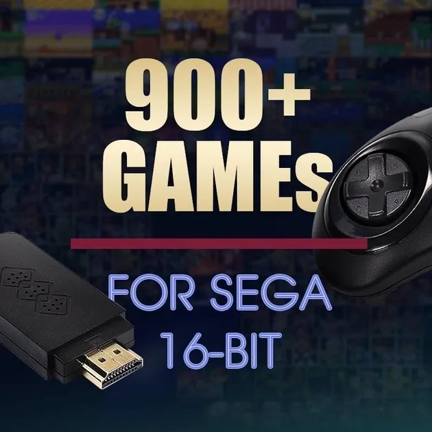 Игровая консоль приставка беспроводная портативная SEGA Y2 SG Bluetooth на 900 игр 2 джойстика (474504-Prob) Черная