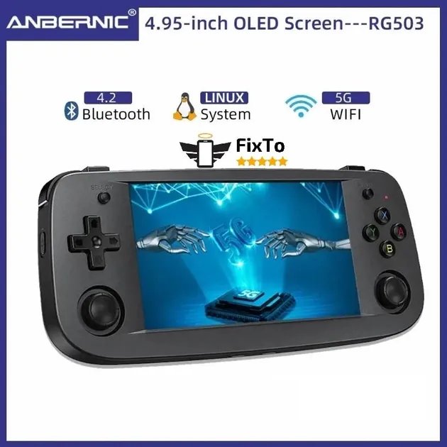 Игровая приставка портативная ретро консоль Anbernic RG503 OLED Retro Game 64 ГБ 4193 игр Черная