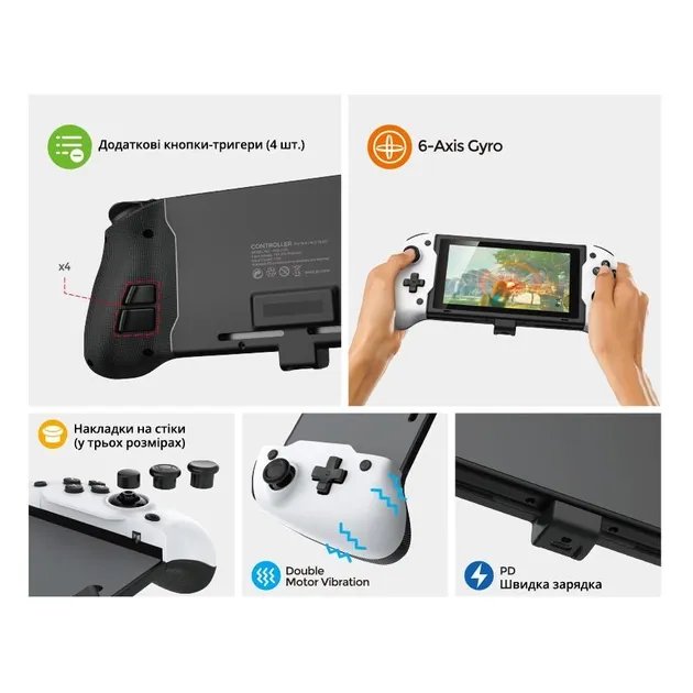 Защитный кейс-чехол и геймпад DOBE для консоли Nintendo Switch / NS OLED, слоты под игровые картриджи, USB Type-C зарядка Power Delivery (PD) контроллер, джойстик