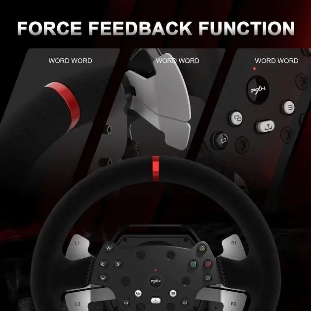 Игровой гоночный руль с тремя педалями и коробкой передач 3в1 PXN Racing-V10 вращение 270°/900°, для PC/PS3/PS4/XBOX/SWITCH