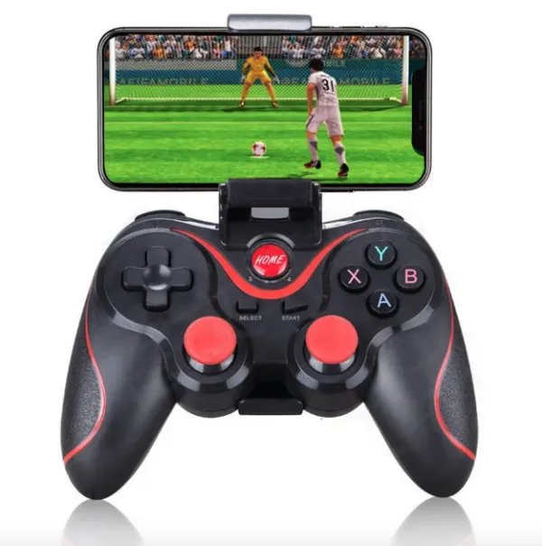 Беспроводной геймпад 30 hour Pro Bluetooth джойстик для Sony PlayStation, ПК, телевизора с держателем телефона Черный