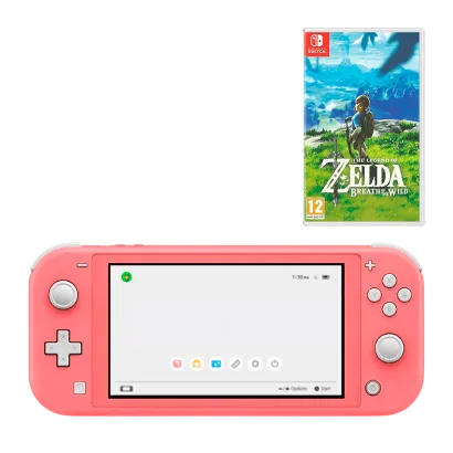 Набор Консоль Nintendo Switch Lite 32GB (045496453176) Coral + Игра The Legend of Zelda Breath of The Wild Русская Озвучка