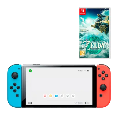 Набор Консоль Nintendo Switch OLED Model HEG-001 64GB (045496453442) Blue Red + Игра The Legend of Zelda: Tears of the Kingdom Русская Озвучка