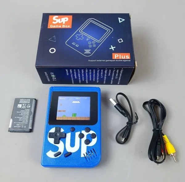 Игровая портативная детская приставка Sup C 57273 400 игр dendy 8bit Синяя консоль на аккумуляторе