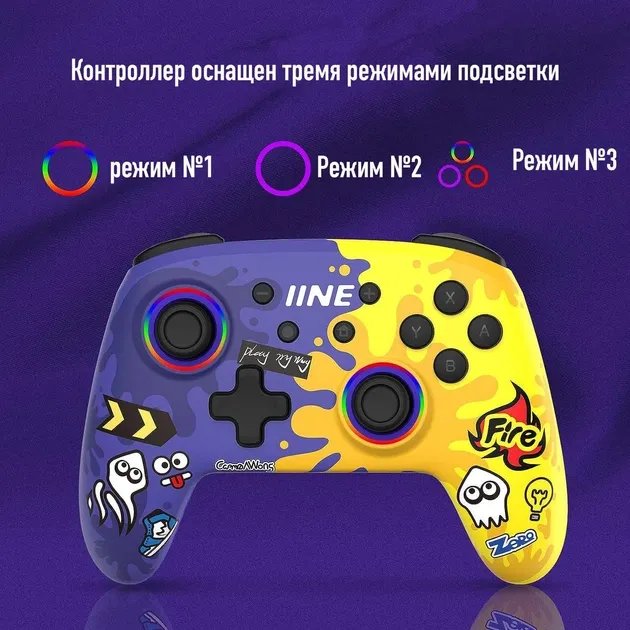 Безпроводной геймпад LINE purple Splatoon с NFC и Bluetooth для Nintendo Switch / Lite / Oled / Android / PC