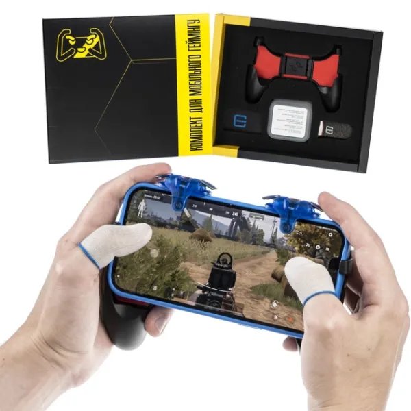 Игровой комплект Coloreds Lite для игры на телефоне тригеры джойстик геймпад напальчники коробочка брелок 9в1