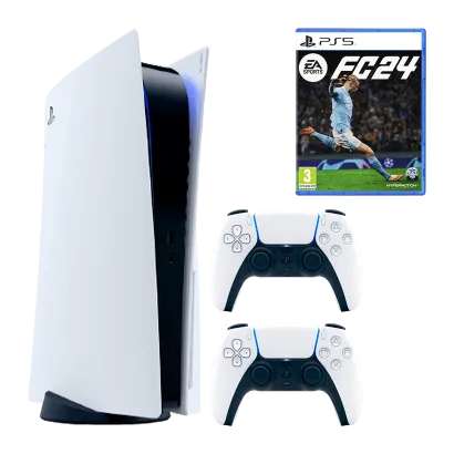 Набор Консоль Sony PlayStation 5 Blu-ray 825GB (9424390) White + Геймпад Беспроводной DualSense + Игра EA Sports FC 24 Русская Озвучка