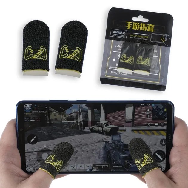 Игровые напальчники Mybuttons Classic Fiber черные для игр на телефоне pubg cod mobile пубг пабг 2 пары