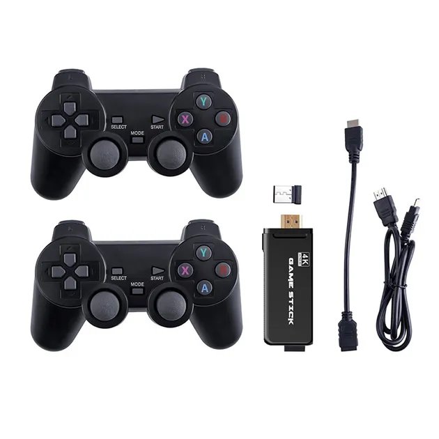 Телевизионная игровая приставка с двумя беспроводными геймпадами 2.4G Gen Game Mini Stick 4k HDMI с встроенными играми Dendy, Sega, Аркадные игры, Game Boy, Nintendo, Atari, PlayStation 1