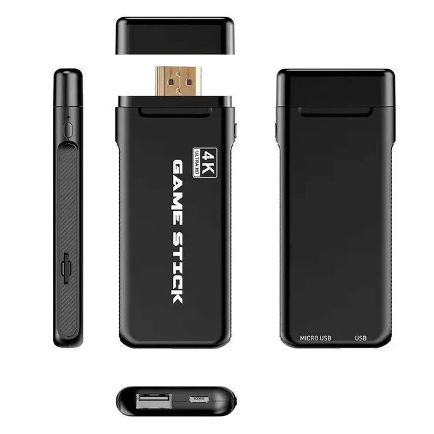 Телевизионная игровая приставка с двумя беспроводными геймпадами 2.4G Gen Game Mini Stick 4k HDMI с встроенными играми Dendy, Sega, Аркадные игры, Game Boy, Nintendo, Atari, PlayStation 1