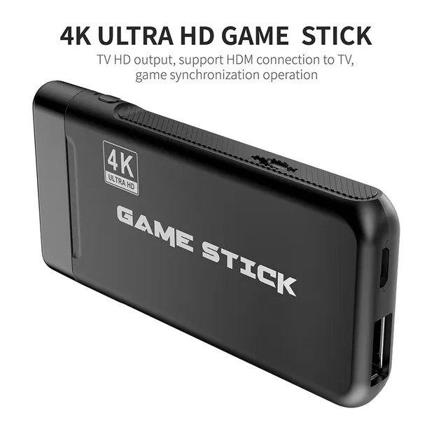 Телевизионная игровая приставка с двумя беспроводными геймпадами 2.4G Gen Game Mini Stick 4k HDMI с встроенными играми Dendy, Sega, Аркадные игры, Game Boy, Nintendo, Atari, PlayStation 1