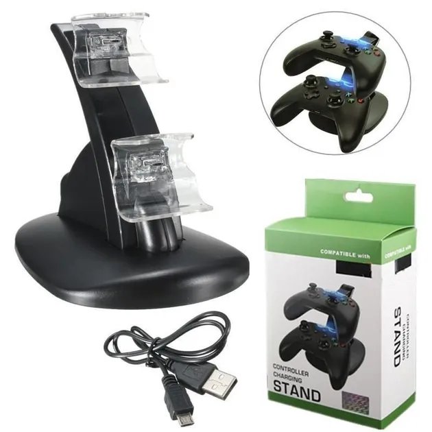 Зарядная подставка док-станция для геймпадов XBOX ONE/ONE S/ONE X на два джойстика