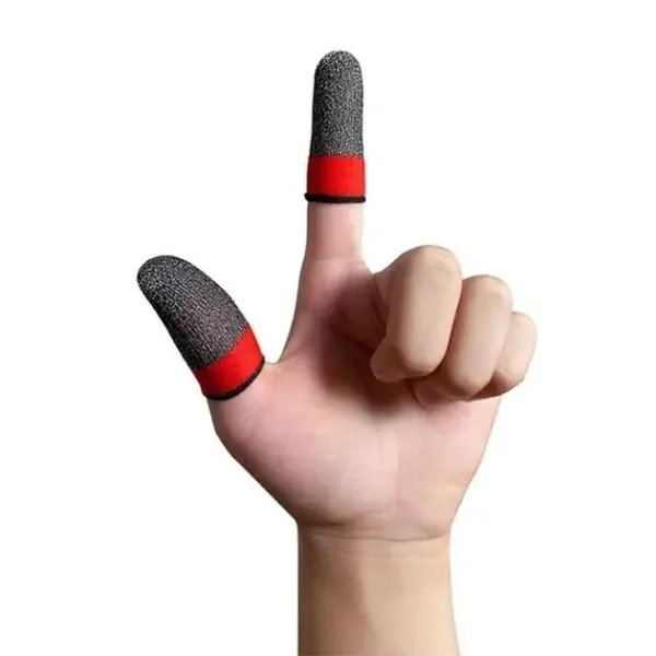 Игровые напальчники нейлон серебряное волокно черно красные 2 шт для игры на телефоне pubg standoff 2 mobile legends