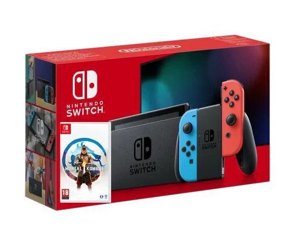 Nintendo Switch Neon Blue-Red (Upgraded version) + Игра Mortal Kombat 1 (русская версия)