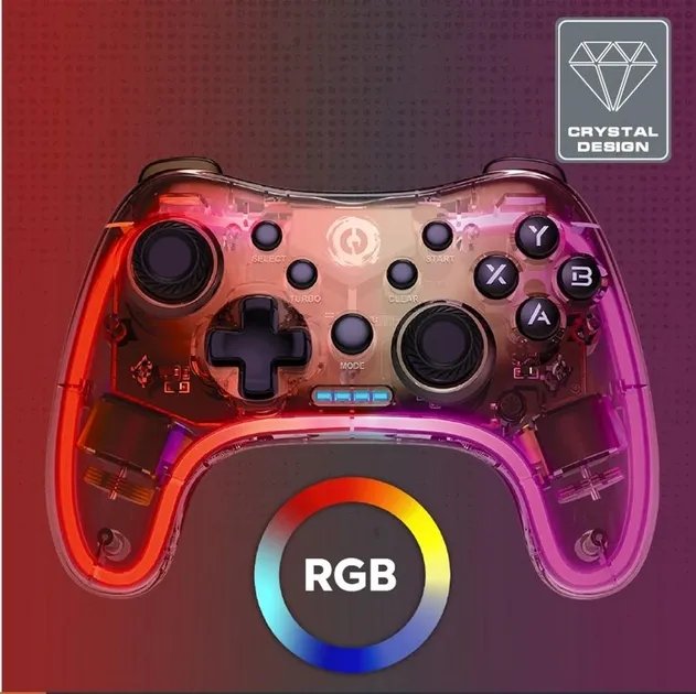 Беспроводной геймпад Canyon Brighter GPW-04 Wireless RGB 5in1 PS4/Xbox360 Crystal (CND-GPW04)
