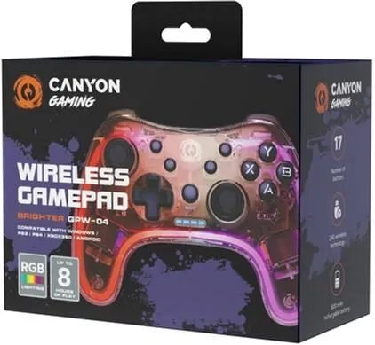 Беспроводной геймпад Canyon Brighter GPW-04 Wireless RGB 5in1 PS4/Xbox360 Crystal (CND-GPW04)