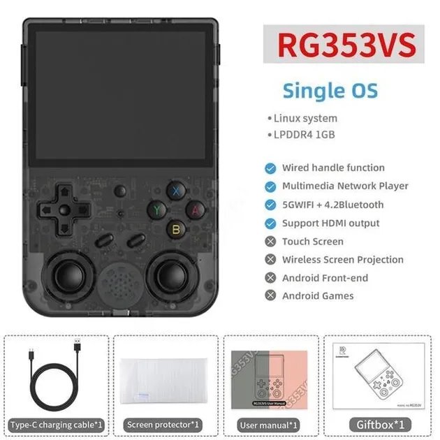 Портативная игровая консоль приставка ретро ANBERNIC RG353VS 64GB + стекло / Black