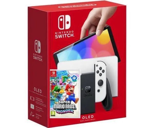 Nintendo Switch (OLED model) White + Игра Super Mario Bros Wonder (русская версия)