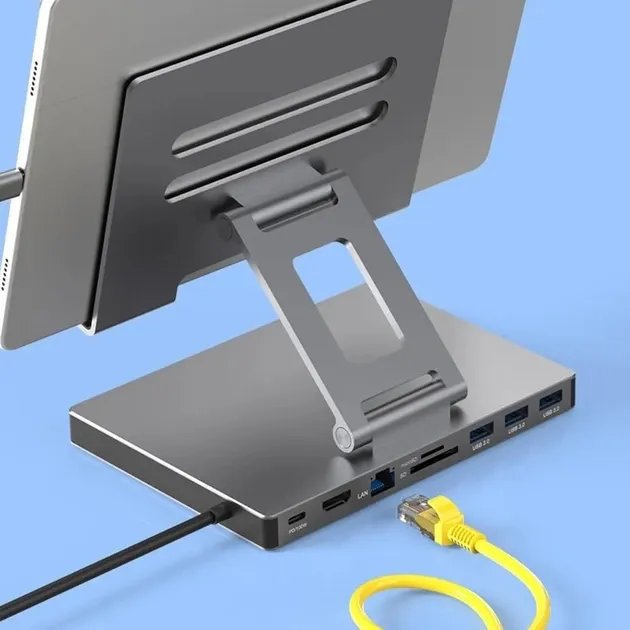 Док-станція 9в1 для Steam Deck|iPad|Android (HDMI 4K/Ethernet/ 3хUSB 3.0/ USB-C 100W/3.5мм/SD/TF)