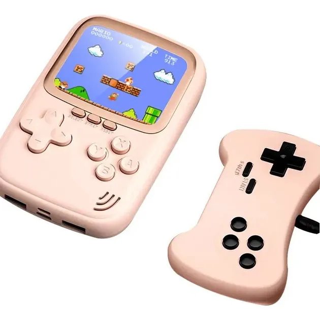 Ретро игровая приставка SUP Q16 Game Box Portable 500 in 1 AV + Power Bank Pink [96787]