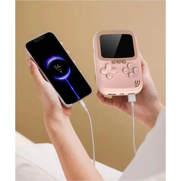 Ретро игровая приставка SUP Q16 Game Box Portable 500 in 1 AV + Power Bank Pink [96787]