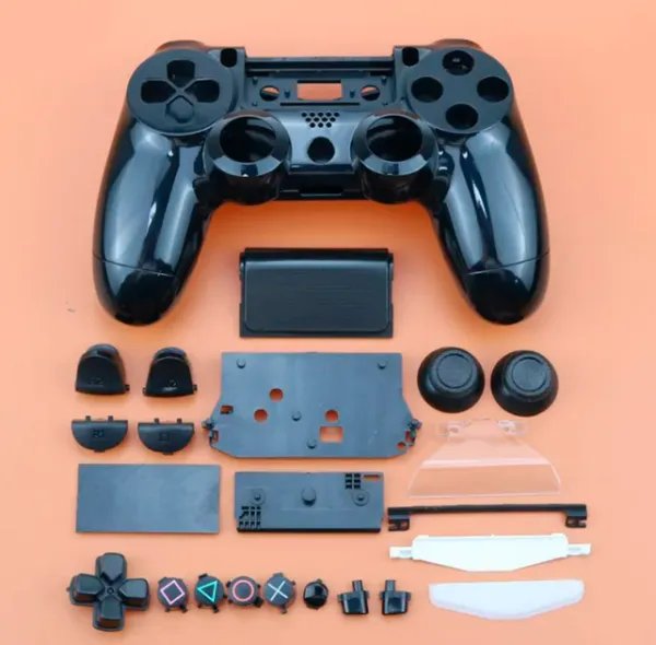 Полный ремкомплект корпус для геймпада джойстика Dualshock 4 Black V2 со всеми кнопками и резинками