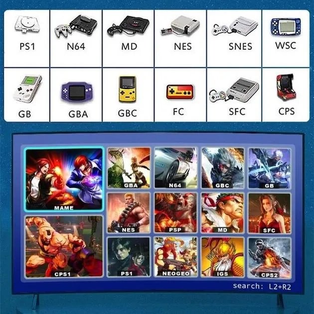 Приставка игровая к телевизору X8 4K Android TV беспроводные джойстики