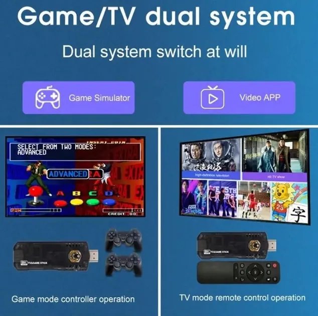Приставка игровая к телевизору X8 4K Android TV беспроводные джойстики