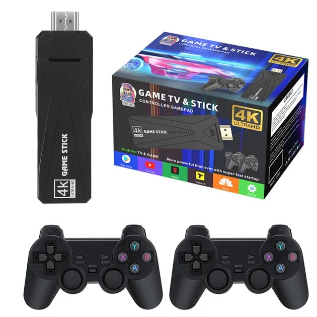 Игровая приставка для телевизора Game Stick 4K HD GT65 с беспроводными джойстиками 64GB