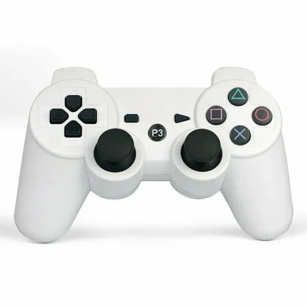 Беспроводной Джойстик для PS3 Bluetooth Белый с виброотдачей аккумуляторный