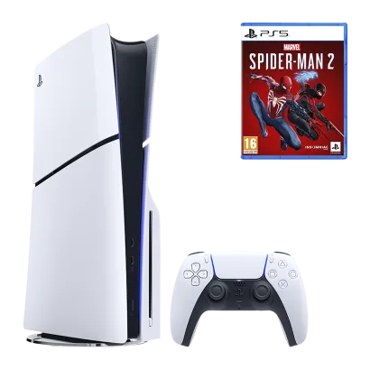 Набор Консоль Sony PlayStation 5 Slim Blu-ray 1TB (96989) White + Игра Marvel’s Spider-Man 2 Русская Озвучка