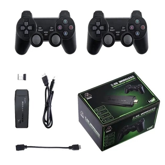 Игровая приставка двойной беспроводной контроллер 64 Gb 10000 игр 4K Game Stick Lite Черный