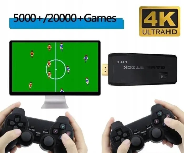 Игровая приставка двойной беспроводной контроллер 64 Gb 10000 игр 4K Game Stick Lite Черный