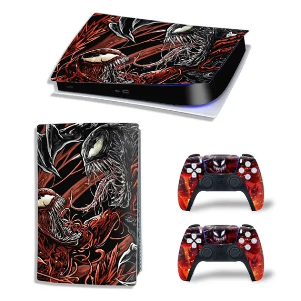 Виниловая наклейка для Sony PlayStation PS5 Venom Two Red/Black graffiti 360